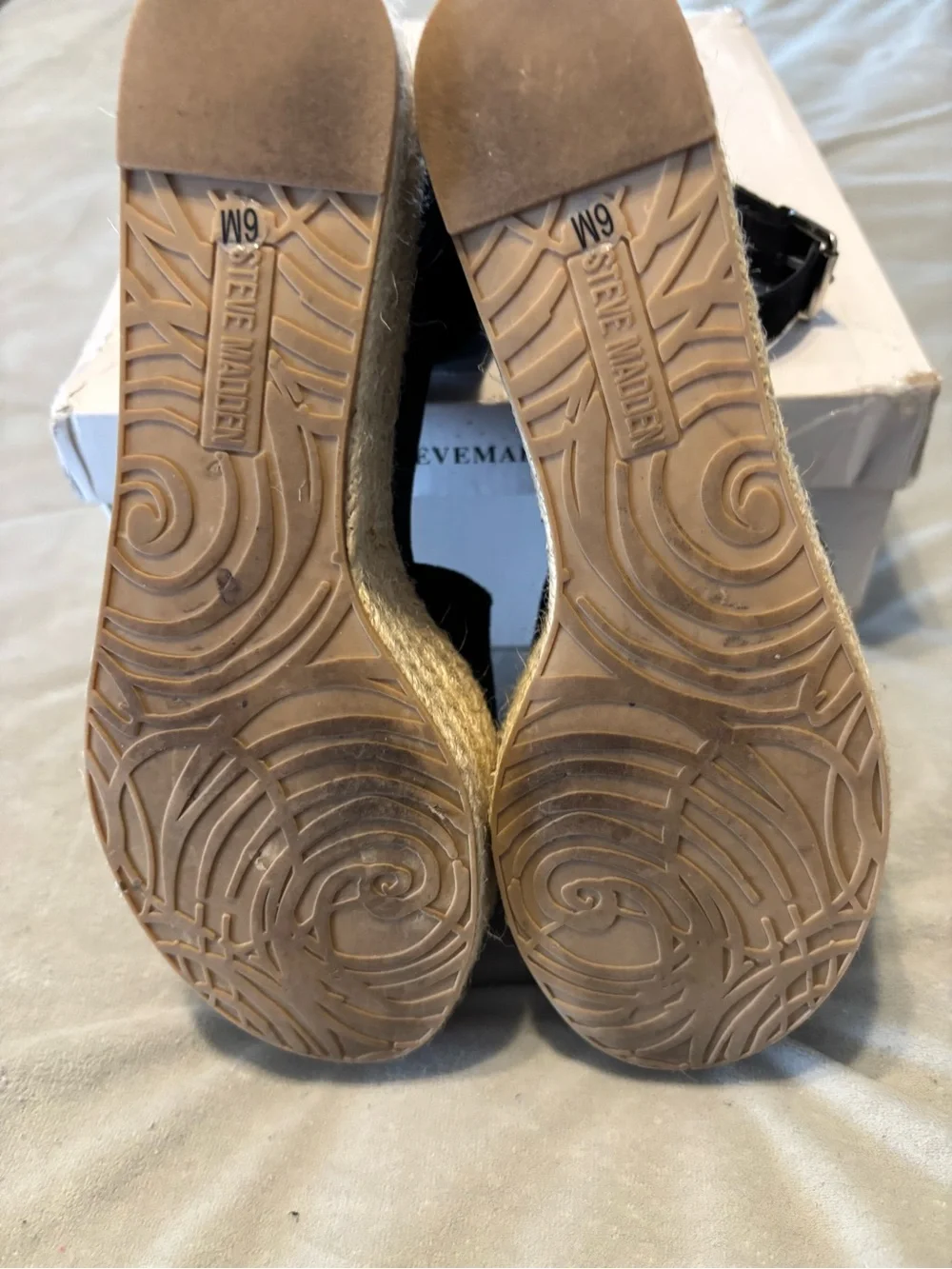 Steve Madden Black Espadrille Wedge Sandals
